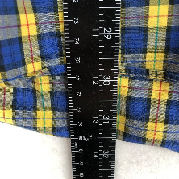 Eddie Bauer Mens Size Large Tall Blue Yellow Plaid Long Sleeve Button Down Shirt - Picture 7 of 9